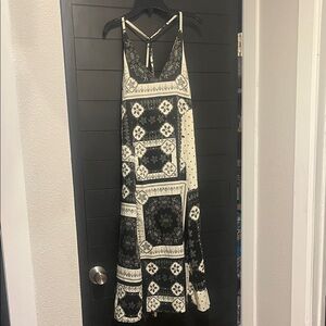 Topshop Black and White Geometric Maxi Dress